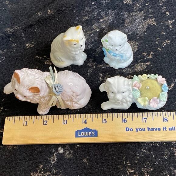 Vintage Cat Figurine Lot Ceramic 4 Pin Cushion Persian Ceramic Porcelain Kitten - Picture 6 of 10